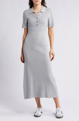 Polo Rib Cotton Blend Sweater Dress