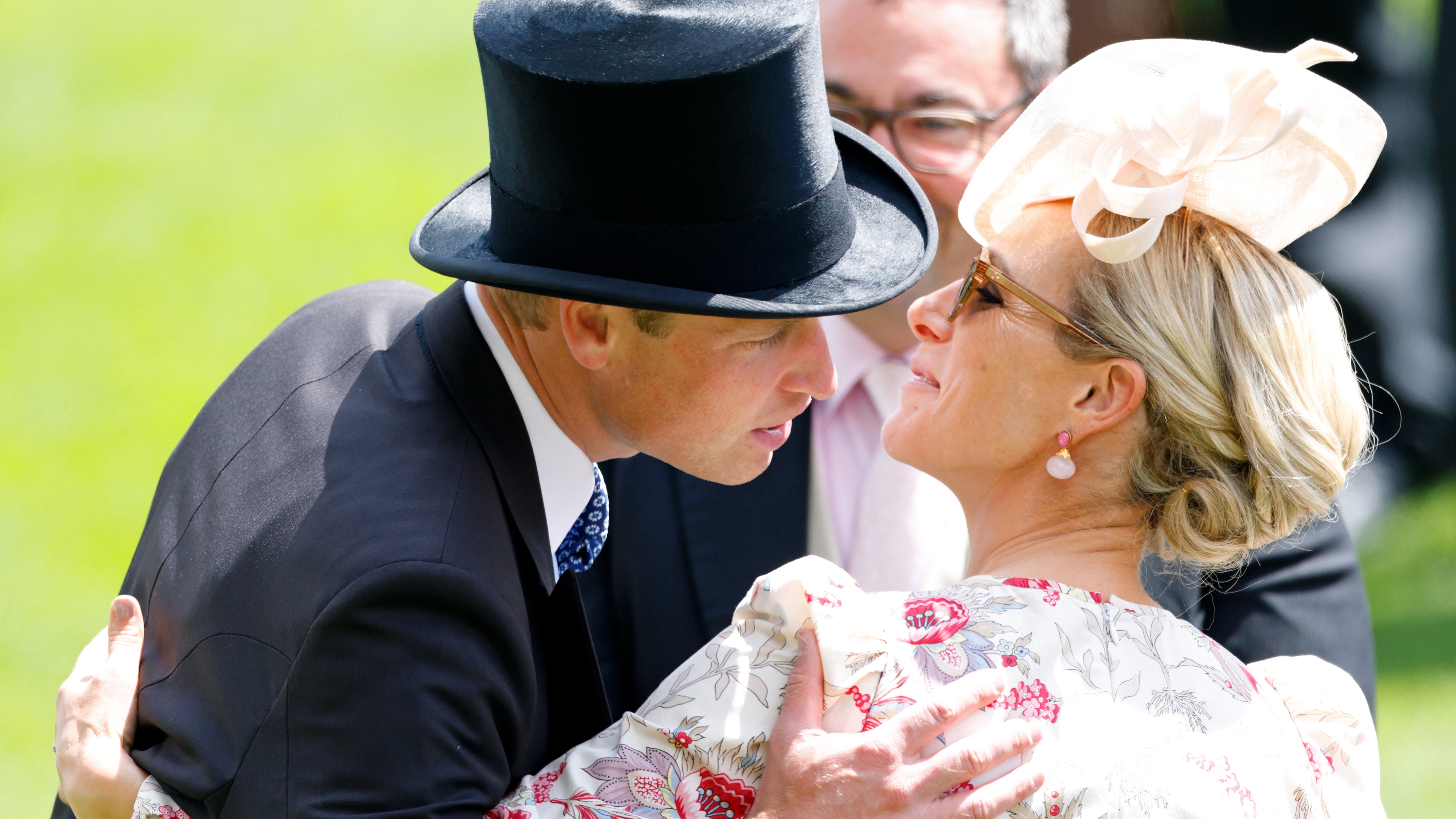 Prince William, Prince of Wales greets Zara Tindall as they attend day two of Royal Ascot 2024