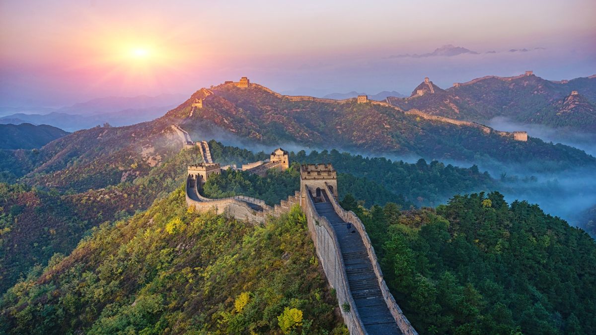 great wall sunset wallpaper