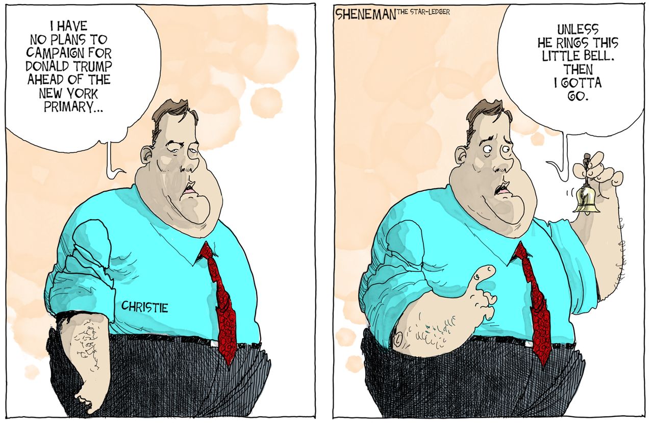 Political cartoon U.S. Christie Trump 2016