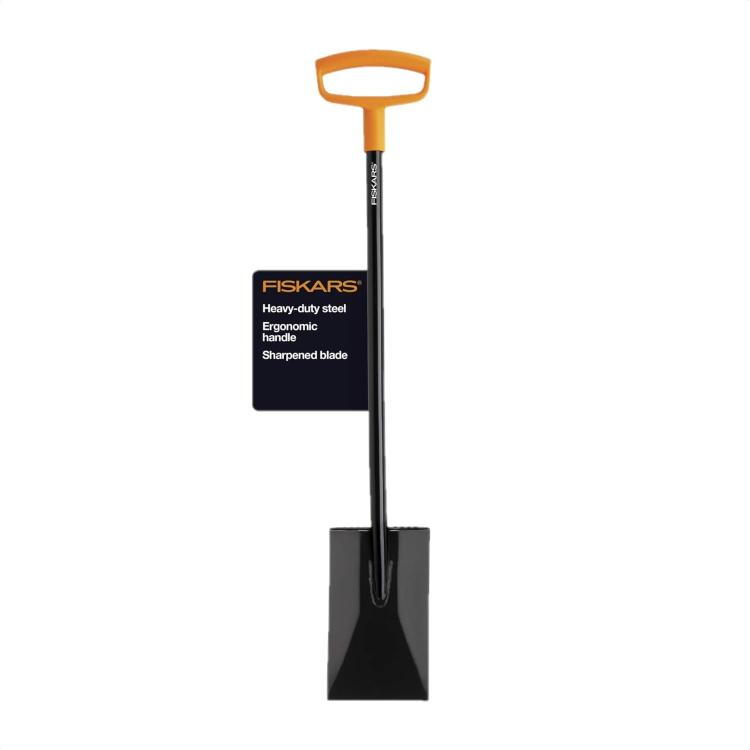 Fiskars 46&quot; Spade Garden Shovel, Steel Flat Spade With Ergonomic D-Handle, Sharp Blade Square Shovel for Lawn Edging, Digging, Heavy Duty Yard Tool, Easy Cuts in Grass and Turf