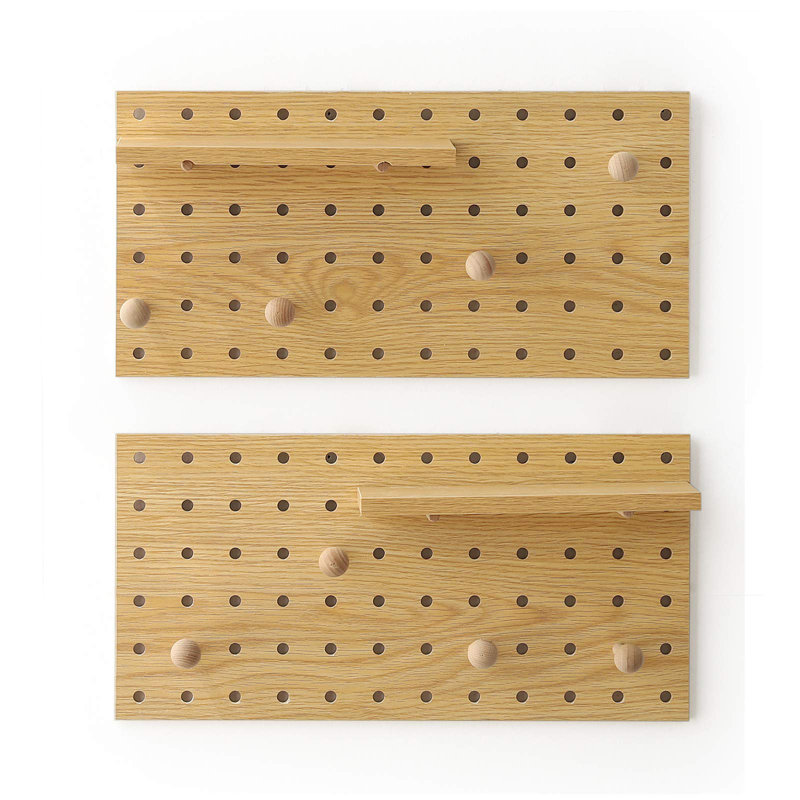 Foundry Select Wooden Pegboard Modular Display Organization Storage Wall Hooks Shelf(oak) | Wayfair