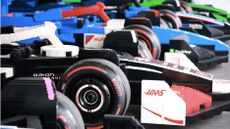 Full size Lego F1 cars ready for the Miami Grand Prix drivers' parade