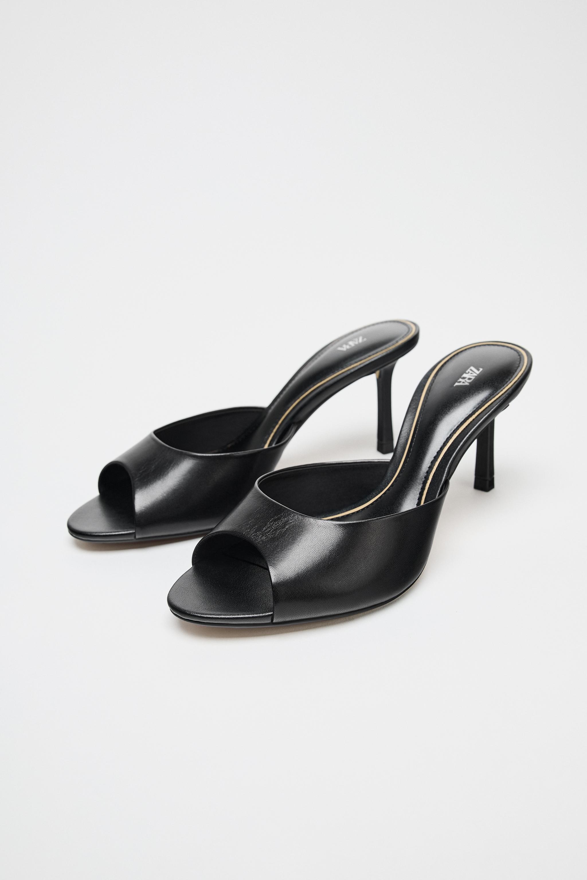 Leather Heeled Mules