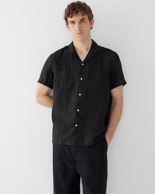 Short-Sleeve Baird Mcnutt Irish Linen Camp-Collar Shirt