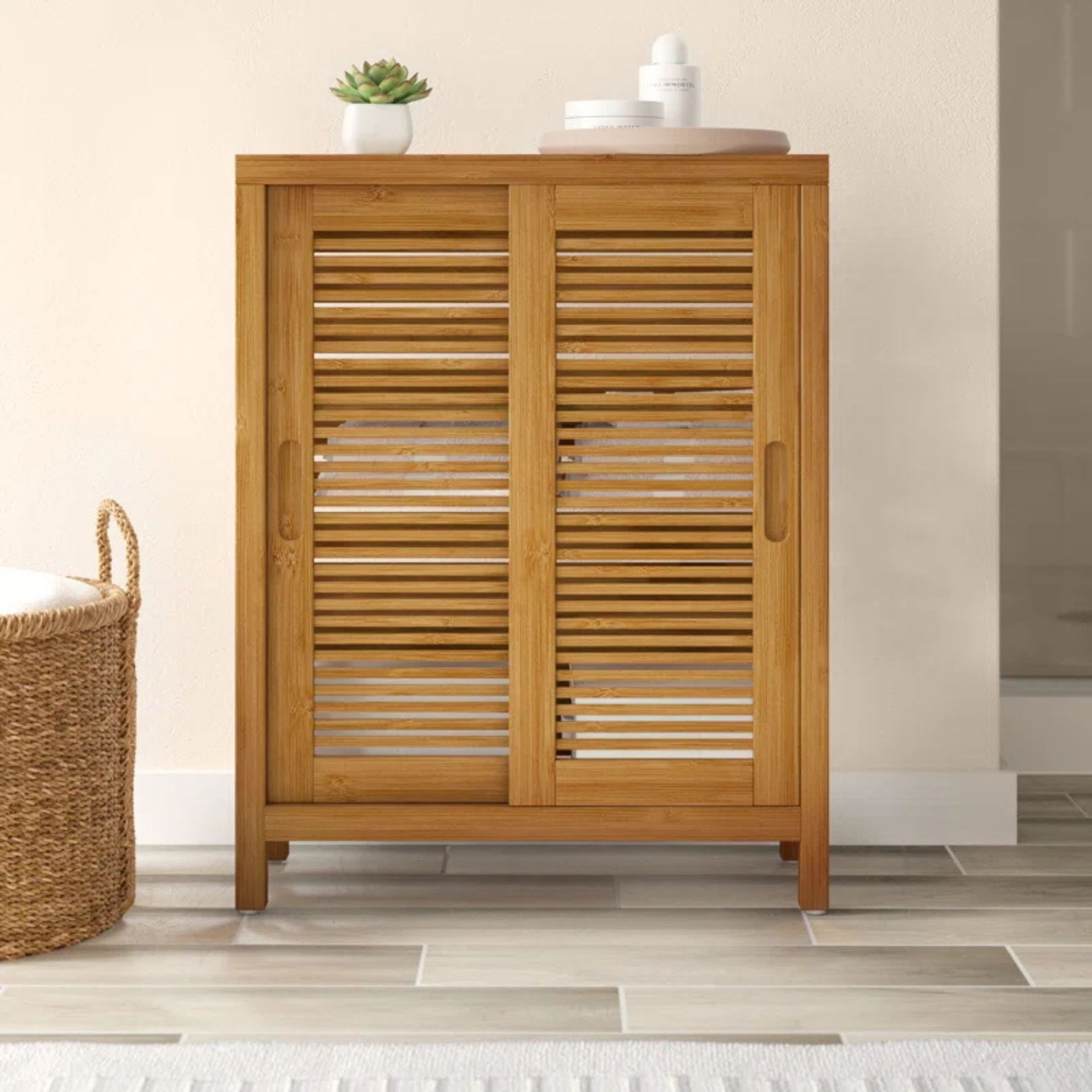 Ayden Solid Bamboo Wood Freestanding Bathroom Cabinet