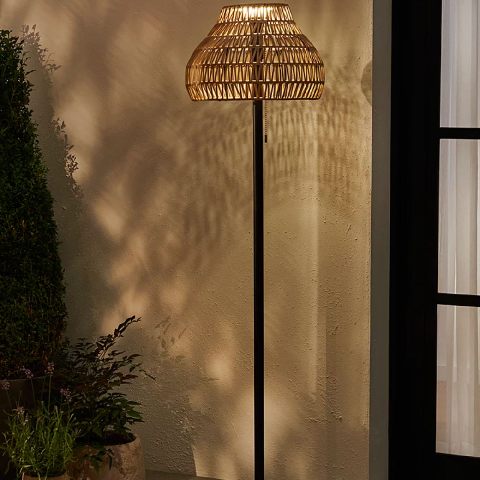 George Home, Brown Solar Wicker Floor Lamp