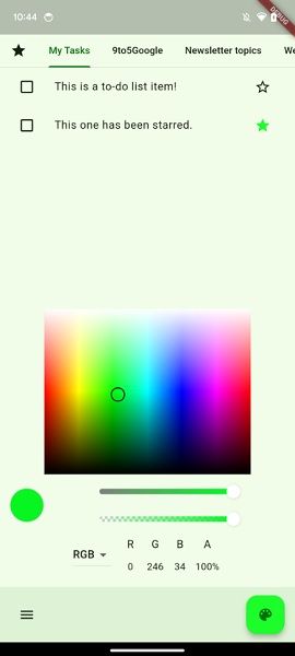 A test using a possible bolder green for Android 14's Material You.
