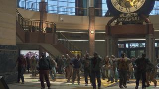 Zombies break into the mall in Dead Rising Deluxe Remaster.