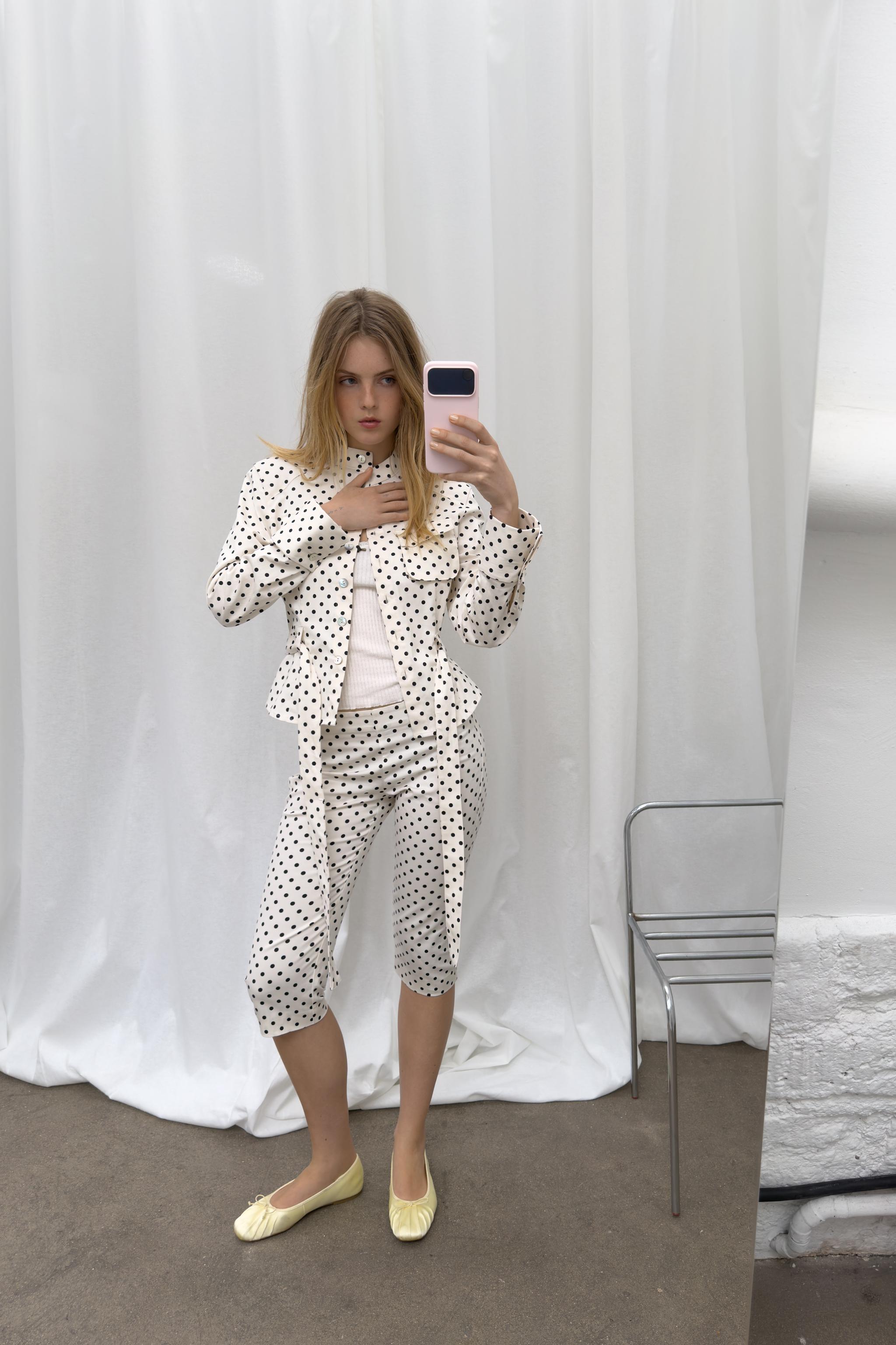 Polka Dot Shirt Jacket