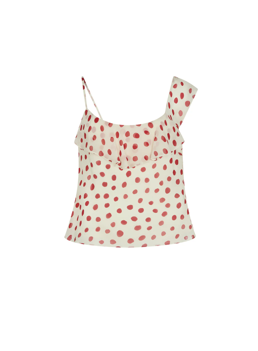 Kitri, Rosaline Red Polka Dot Top