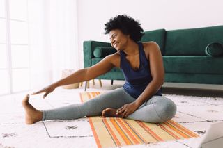 Preventing injury: a woman stretching