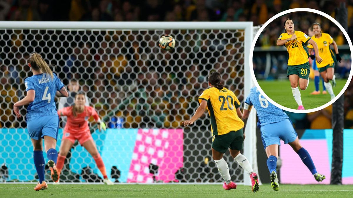 Samantha May Kerr of Australia and Chelsea celebrates after scoring her sides first goal during the FIFA Women&#039;s World Cup Australia &amp;amp; New Zealand 2023 Semi Final match between Australia and England at Stadium Australia on August 16, 2023 in Sydney, Australia. (Photo by Jose Breton/Pics Action/NurPhoto via Getty Images