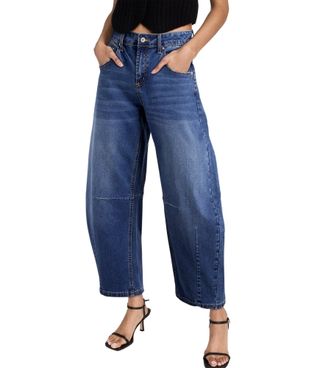 DOKOTOO, Dokotoo Women's Barrel Jeans Wide Leg Vintage Mid Rise Y2k Baggy Boyfriend Ankle Denim Pants Blue Size 10