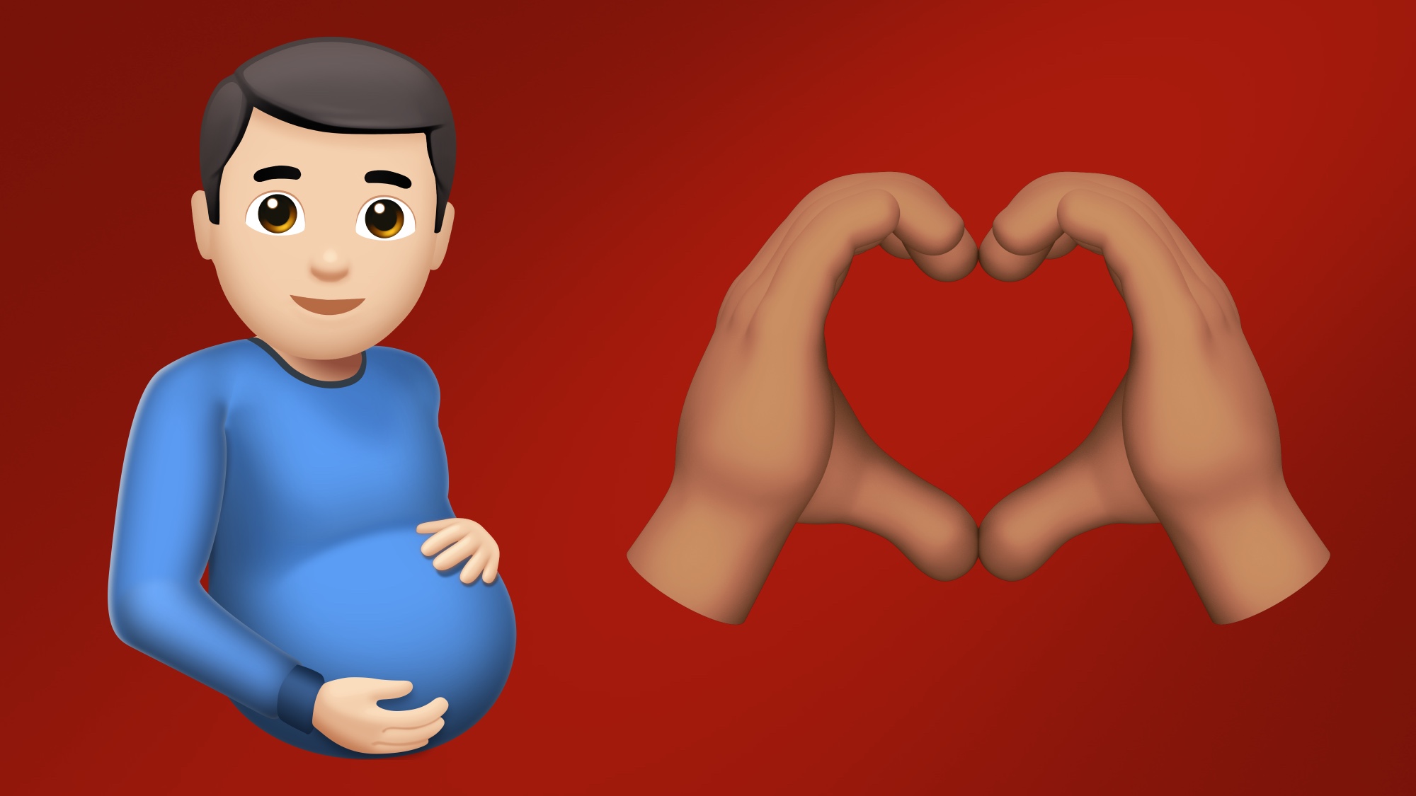 iOS 15.4 emoji mani del cuore dell'uomo incinta: