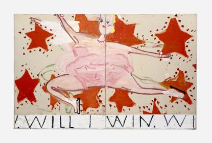 Rose Wylie painting of a skater, from &lsquo;Rose Wylie: The Picture Comes First&rsquo; exhibition at the Royal Academy of Arts in London