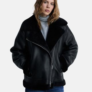 Jacket with shearling-effect lining