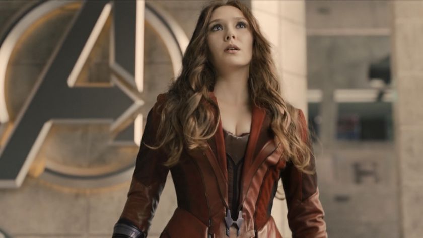 Wanda in her (temporary) costume at the end of Age of Ultron. 