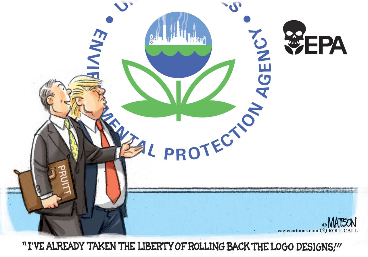 Political cartoon U.S. Donald Trump Pruitt EPA