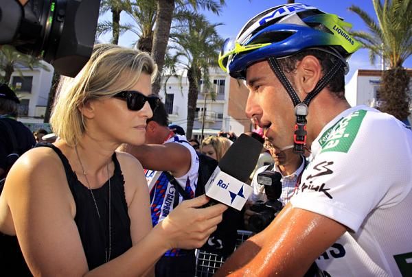 Vincenzo Nibali (Liquigas-Doimo) is interviewed in Vilanova i la Geltr&uacute;
