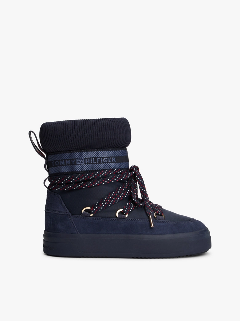 Logo Tape Lace-Up Snow Boots
