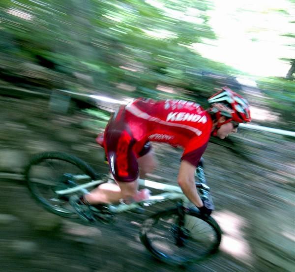 Veteran mountain biker Kathy Sherwin (NoTubes Elite Women's Team) blazes down Mount Snow, Vermont