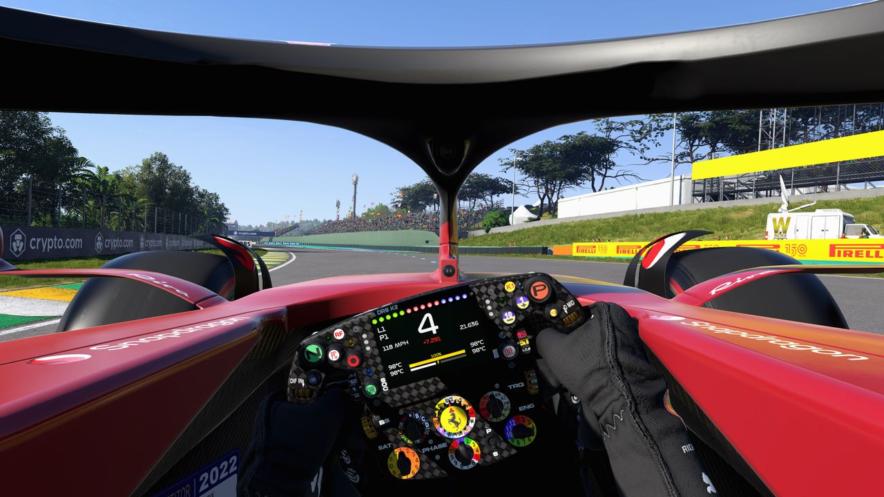 Screenshots from F1 22 showing various ray-traced effects on and off