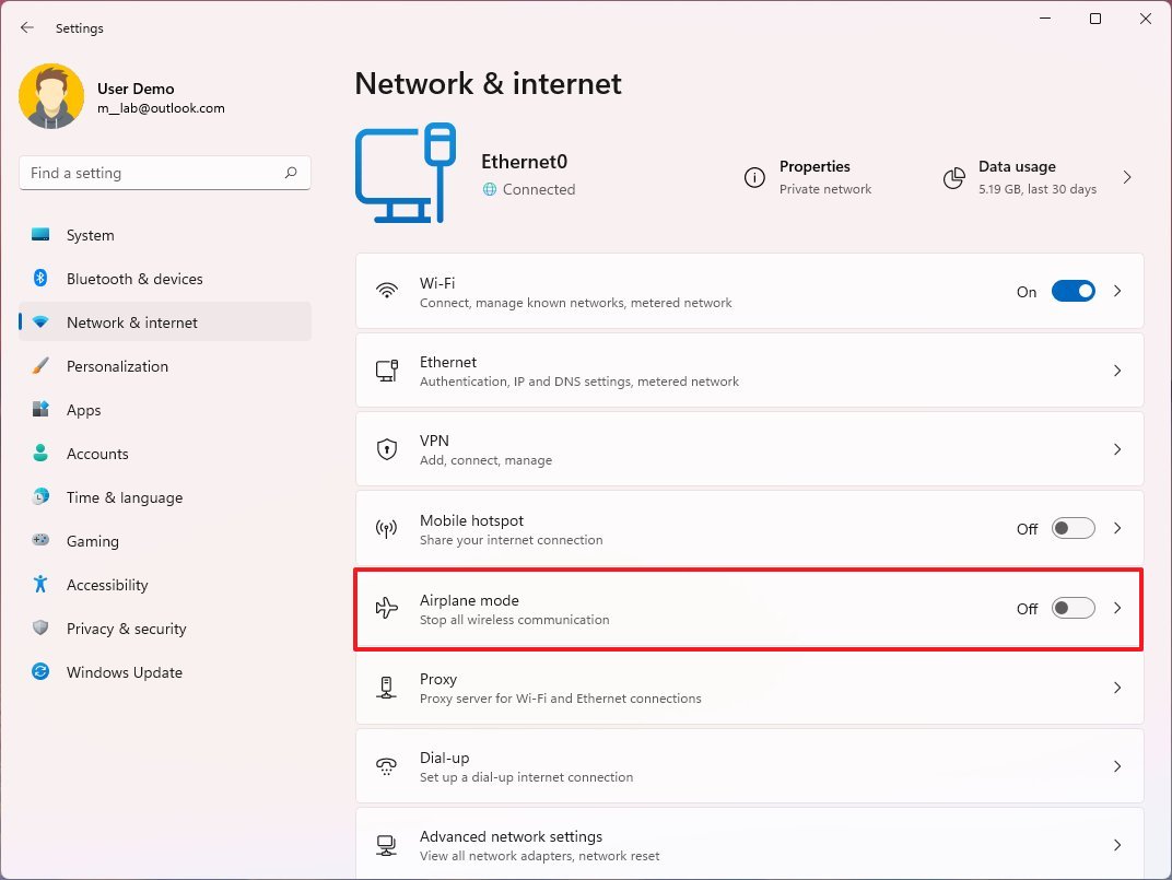 Windows 11 disable Airplane mode fix internet