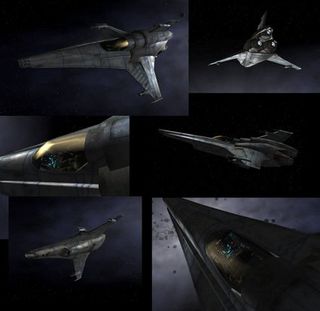Collage of images of the Colonial Viper Mark VII from Beyond the Red Line.