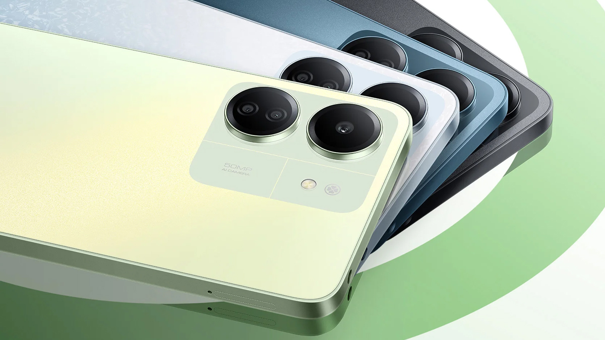 Xiaomi Redmi 13C lifestyle render showing phone in all colors