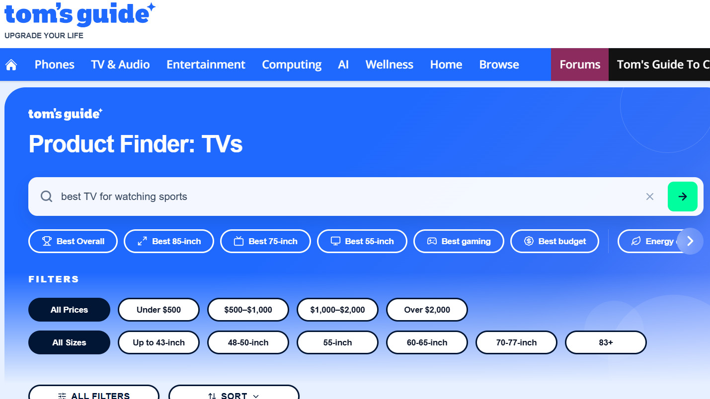 The new Tom's Guide Product Finder tool
