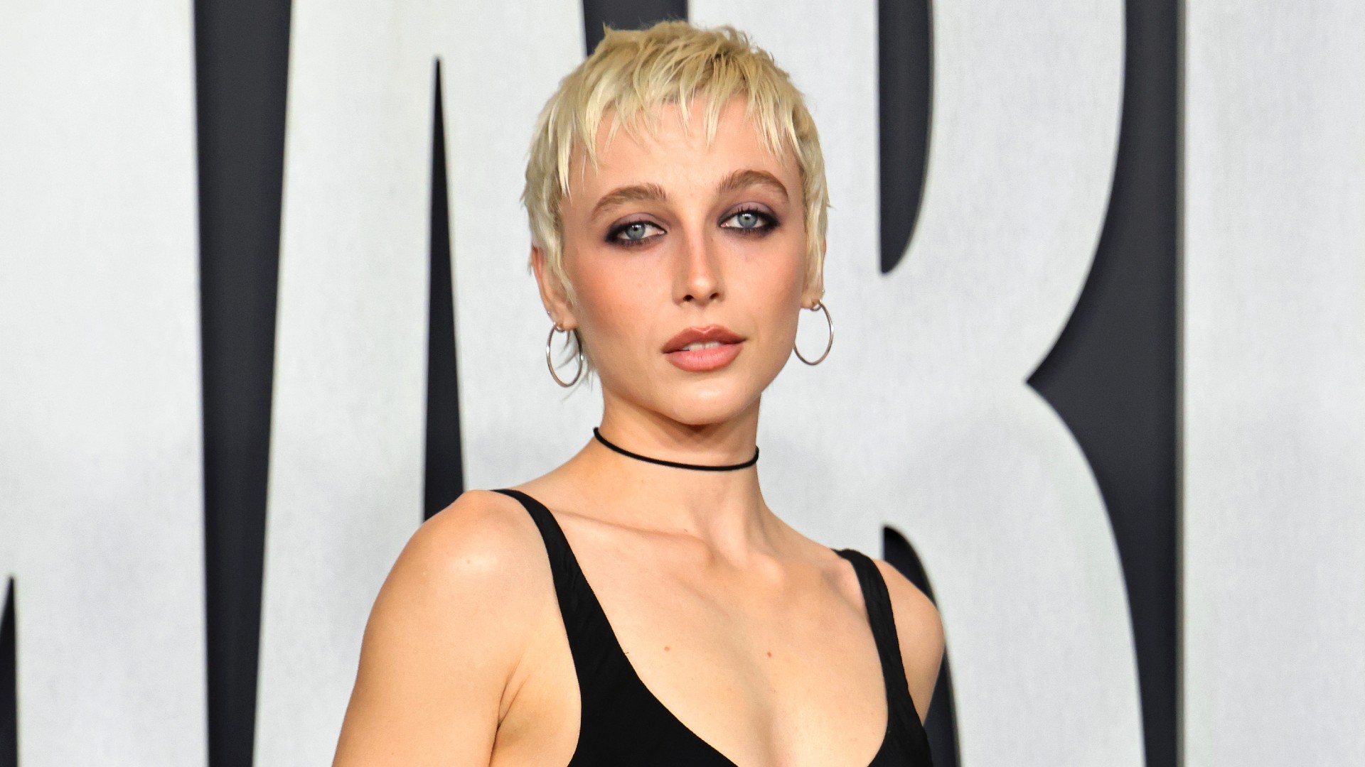 a white woman with short, blonde hair