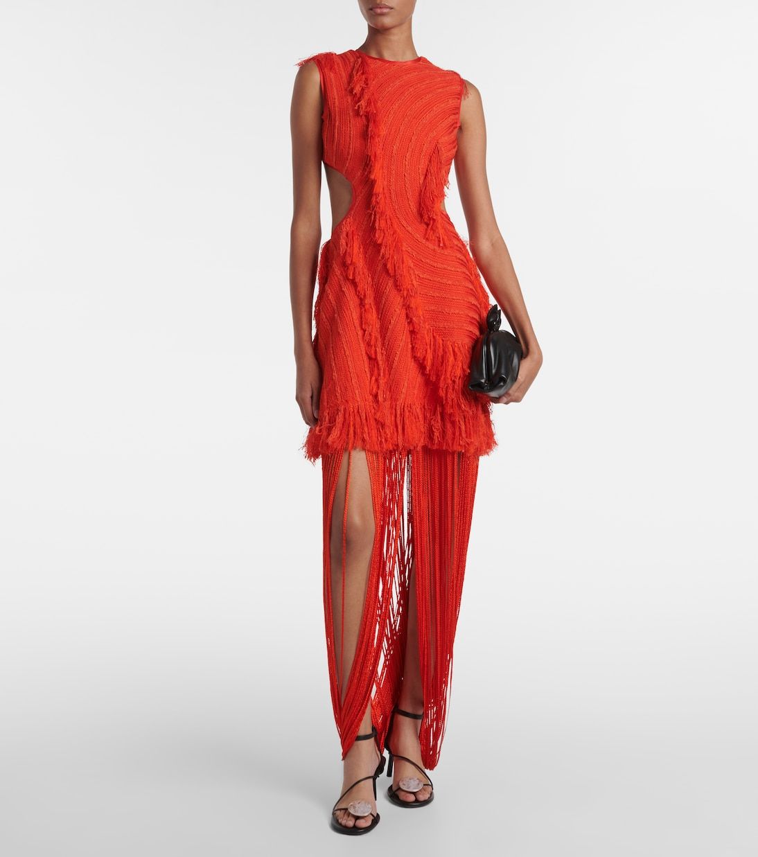Fringed Open-Back Maxi Dress