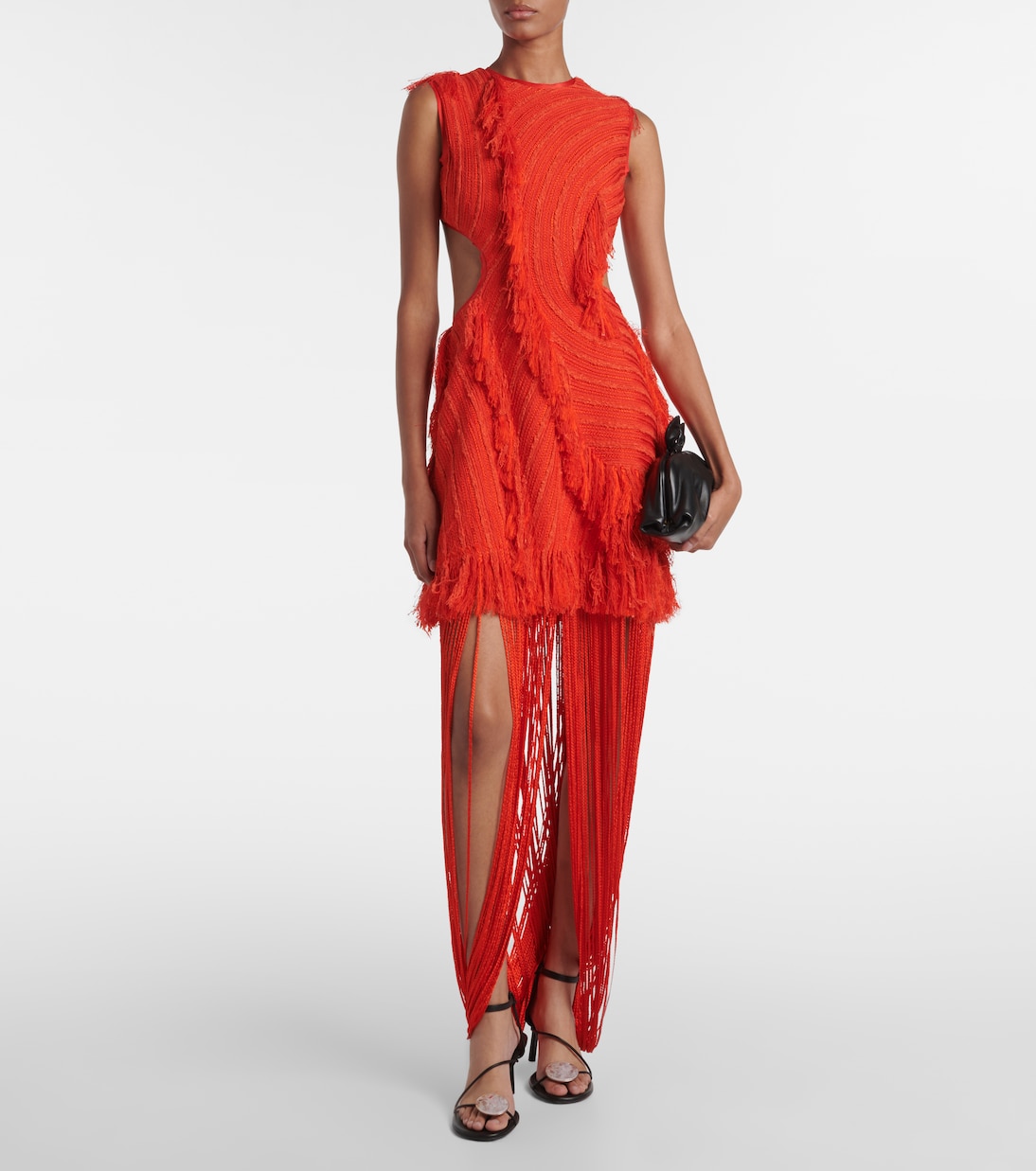 Fringed Open-Back Maxi Dress