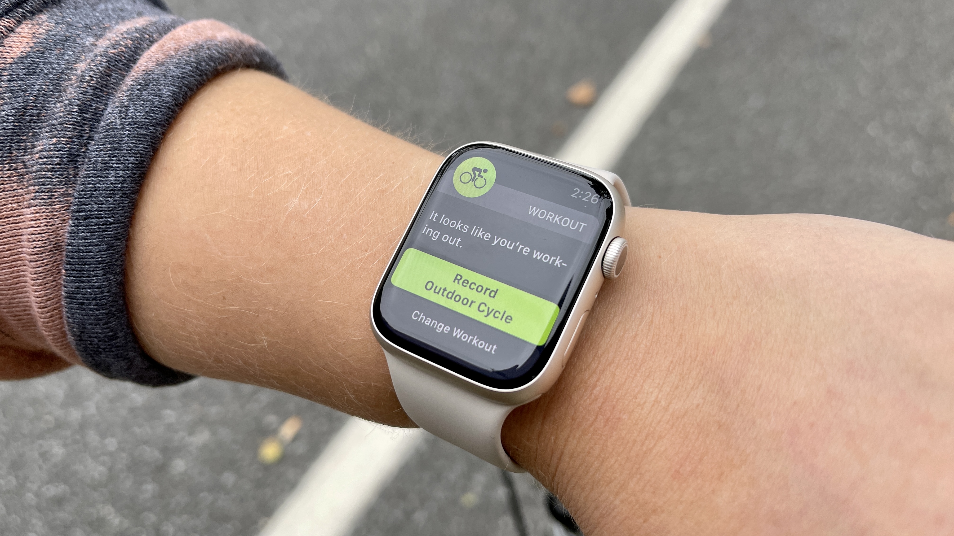Apple Watch 7 teste de treino de ciclismo ao ar livre rastreamento automático