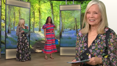 Jo Good presenting summer dresses on ITV This Morning