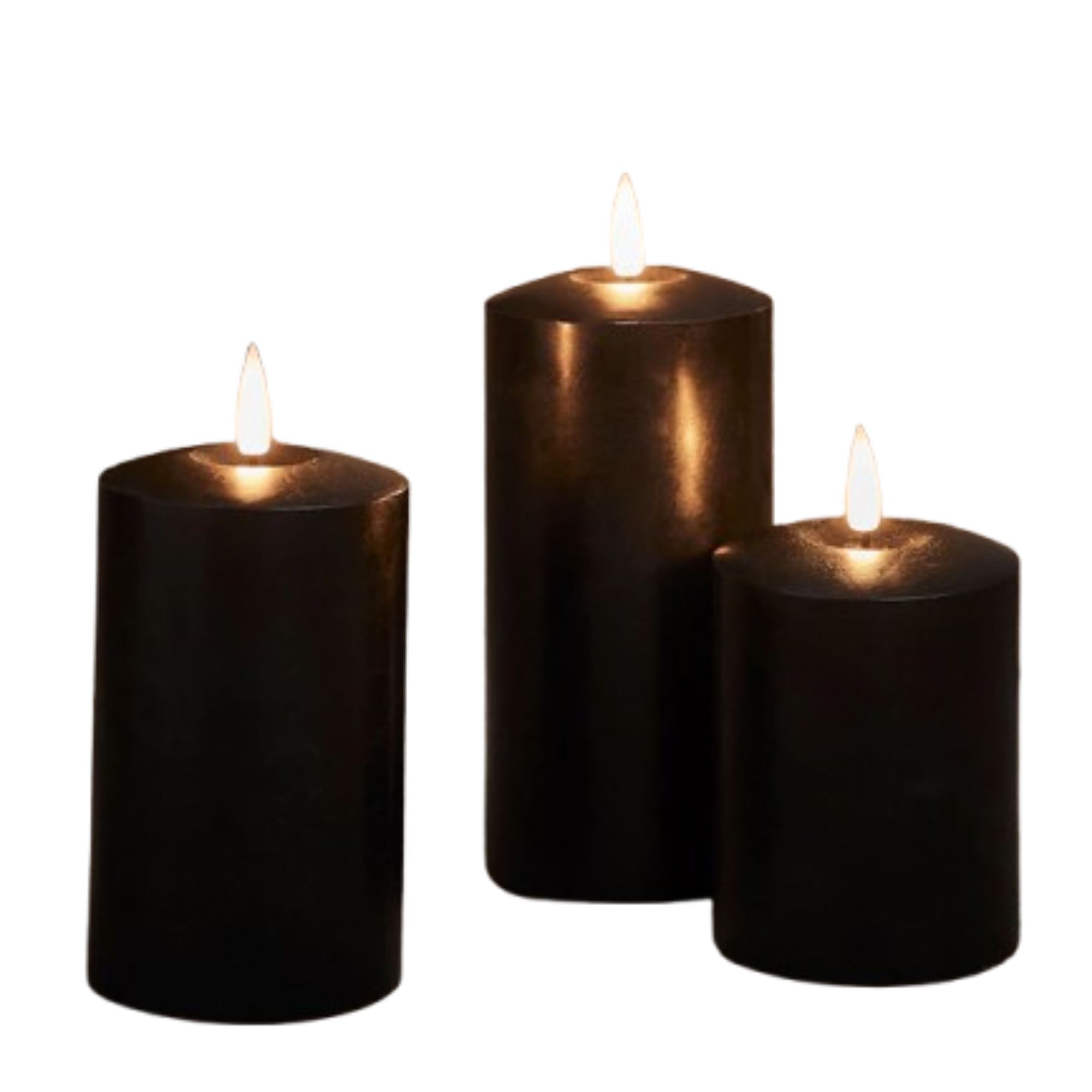 Next Black LED Pillar Candle Trio