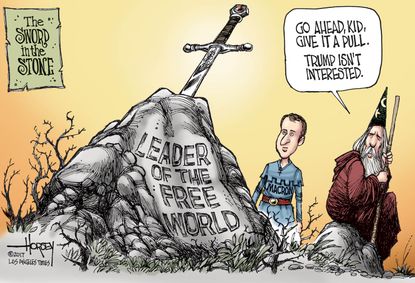 Political cartoon World Trump Macron free world