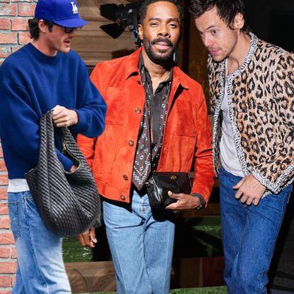 collage of Jacob Elordi, Colman Domingo, and Harry Styles