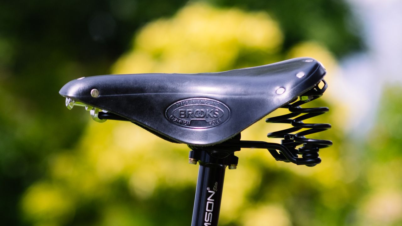 A leather bicycle saddle