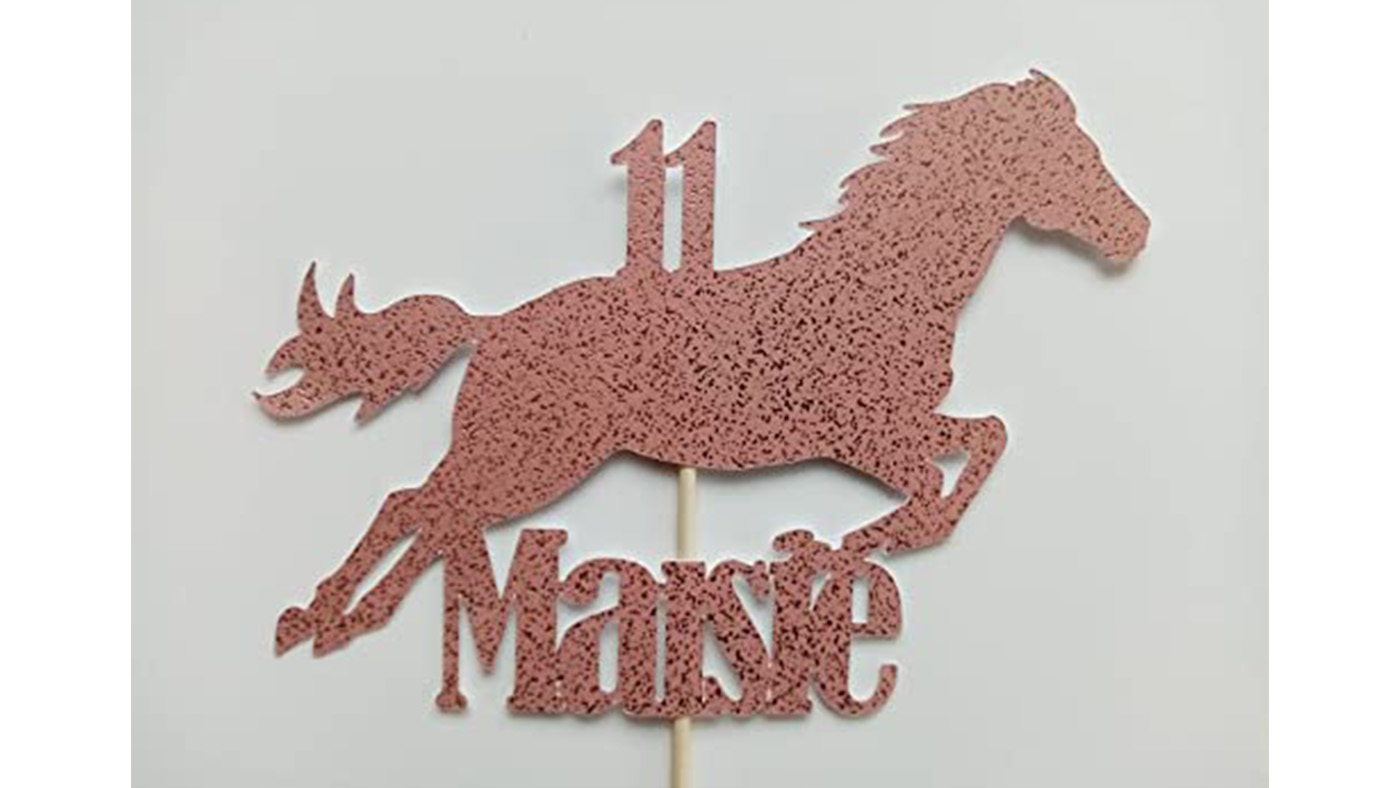Personalised card horse cake topper