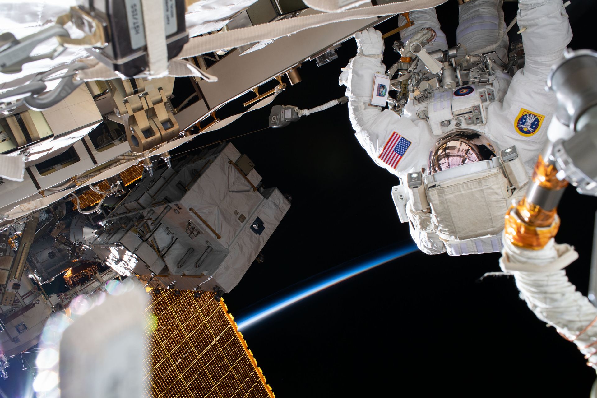 Watch two astronauts take a milestone spacewalk outside the