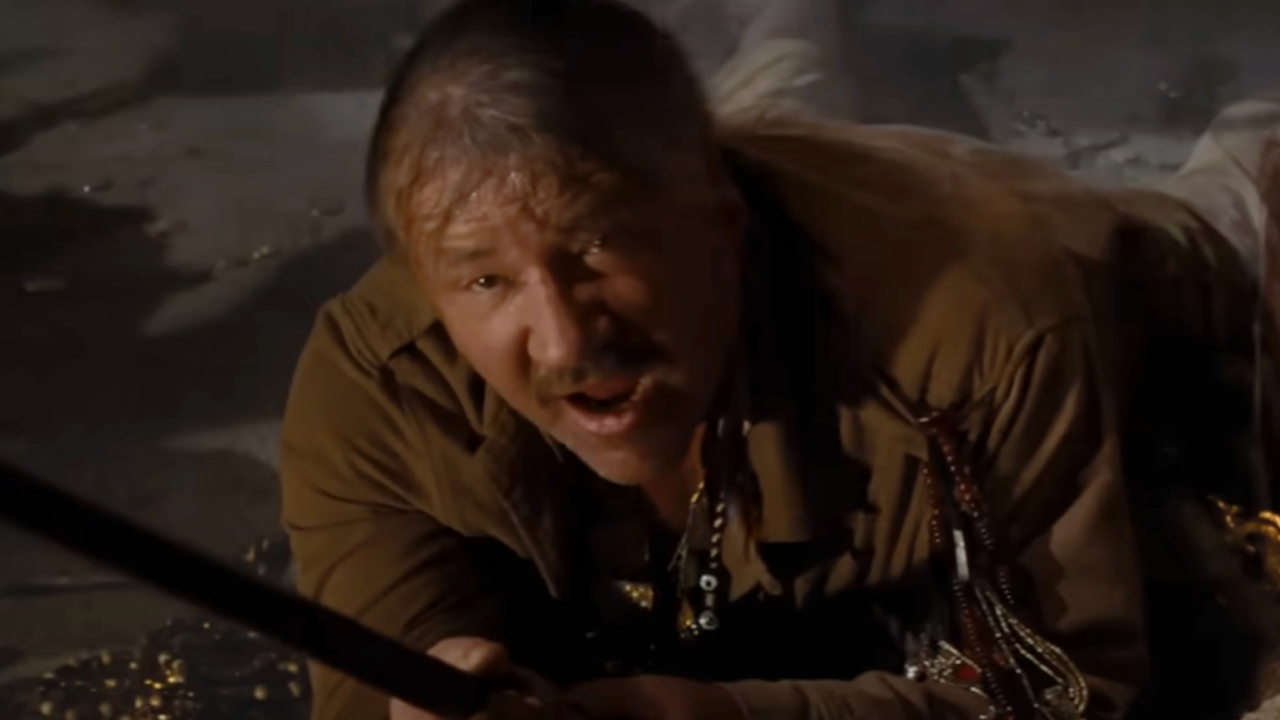 Ray Winstone holding on for dear life in Indiana Jones and the Kingdom of the Crystal Skull