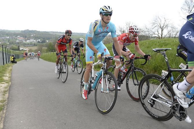 Jakob Fuglsang (Astana) goes across to the breakaway with a group