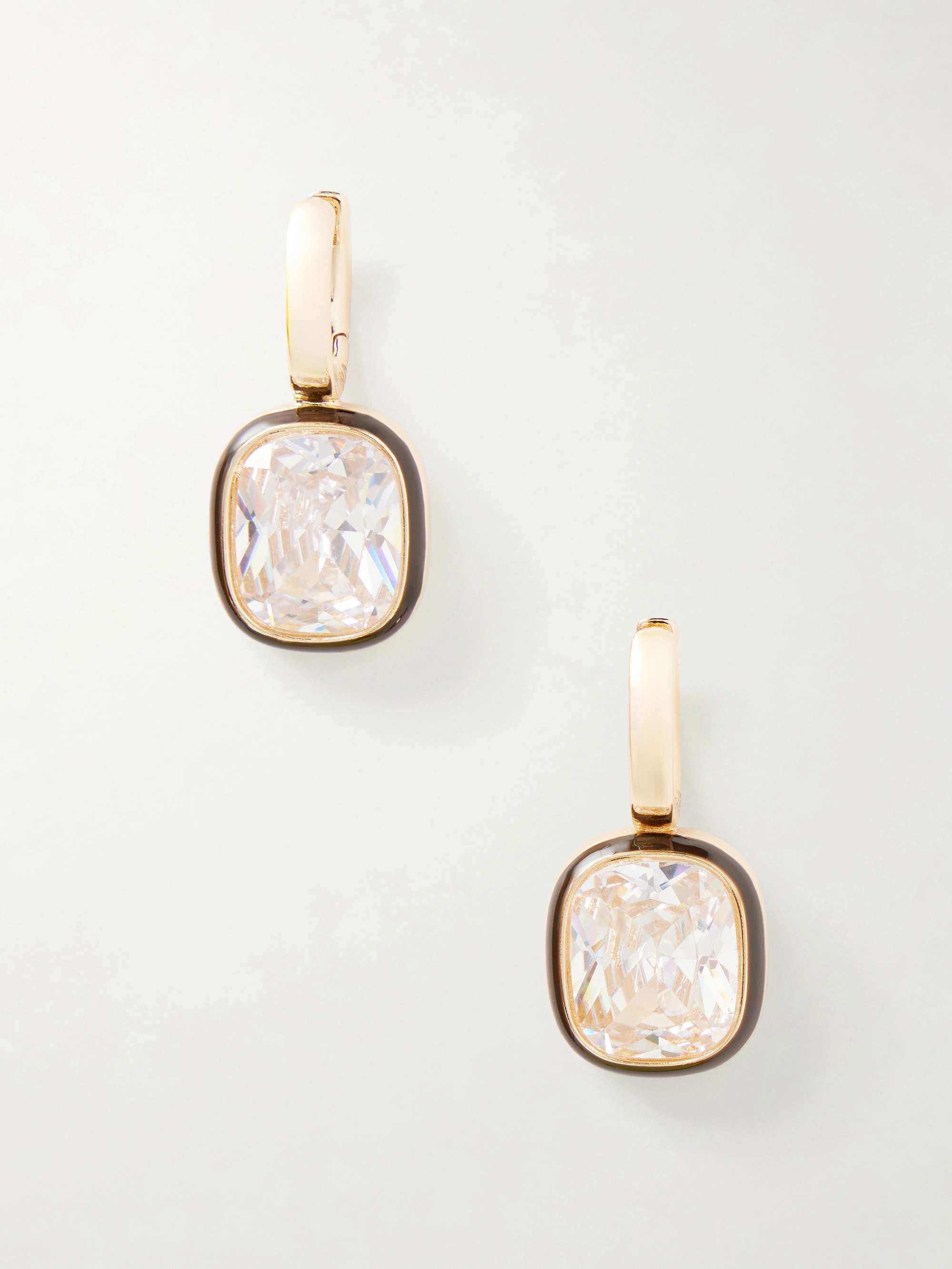Cubic Cushion Gold-Tone, Cubic Zirconia and Enamel Earrings