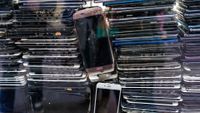 old phones stacked together
