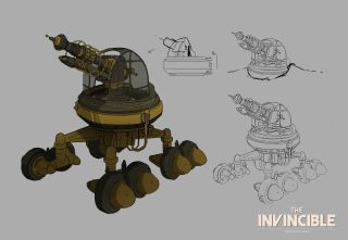 Making The Invincible; a cannon designed in the 1950s style, it has small wheels