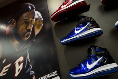 LeBron James' Nike sneakers on display