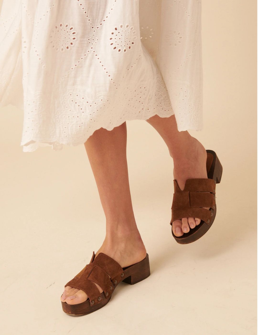 Nobody's Child, Tan Suede Heeled Clogs