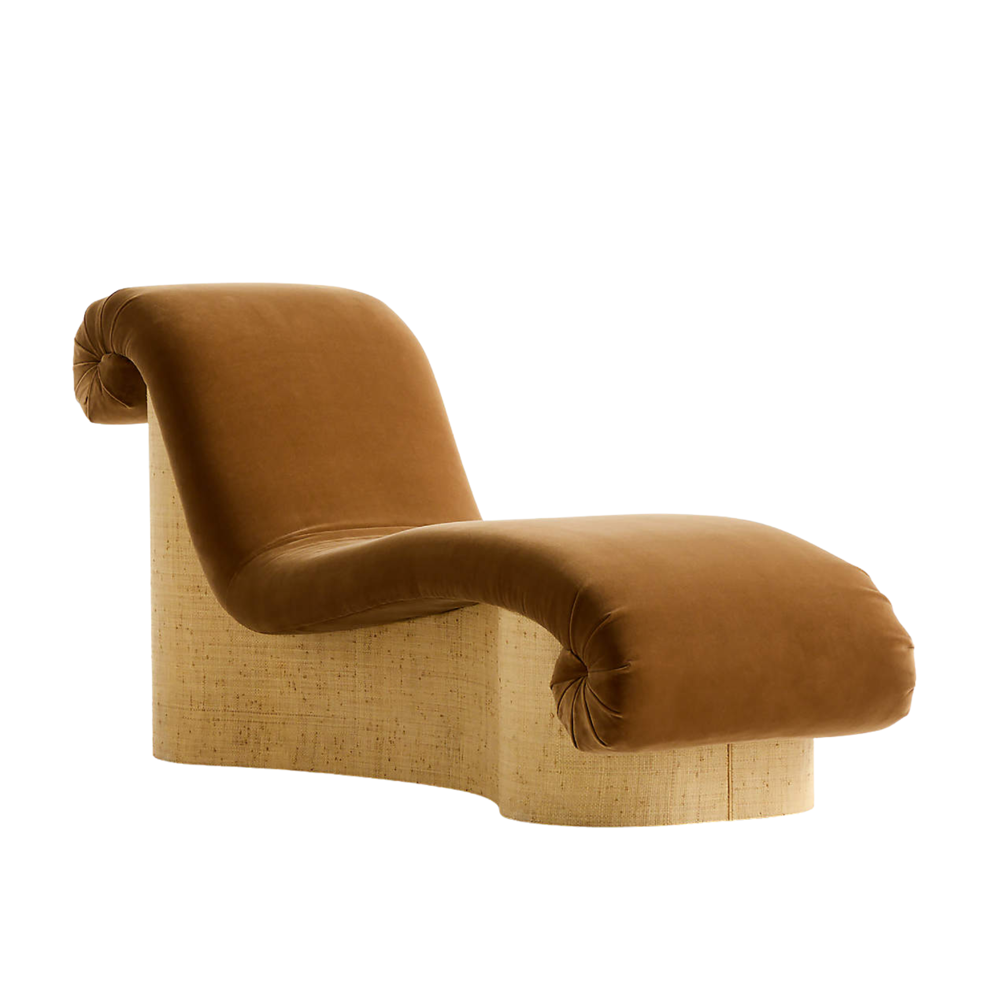a cognac brown chaise lounge